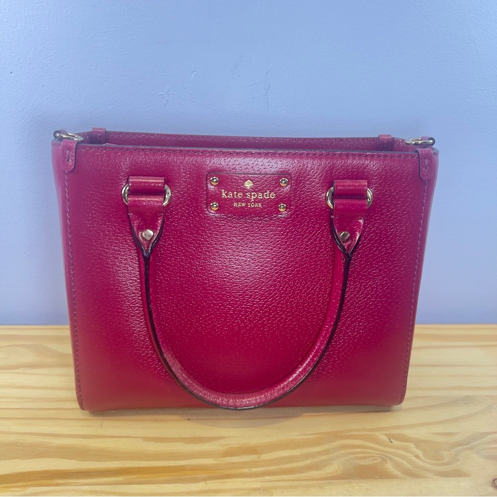 Kate Spade Burgundy Leather Wellesley Small Quinn Satchel Crossbody